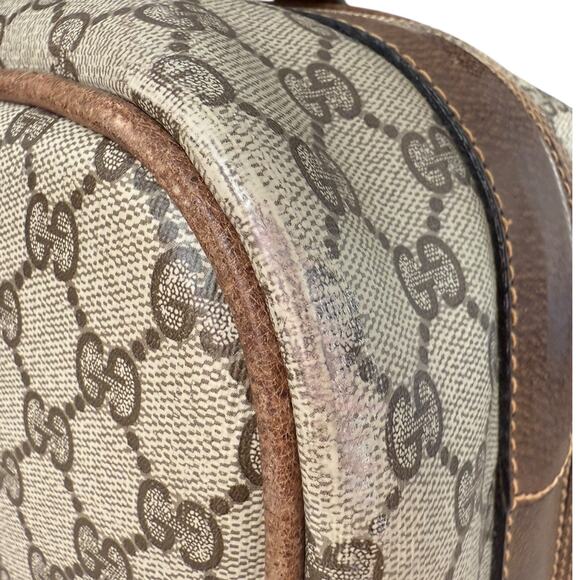 Gucci Beige Brown Gg Supreme Canvas and Leather Vintage Suitcase Weekend Bag - Picture 11 of 13